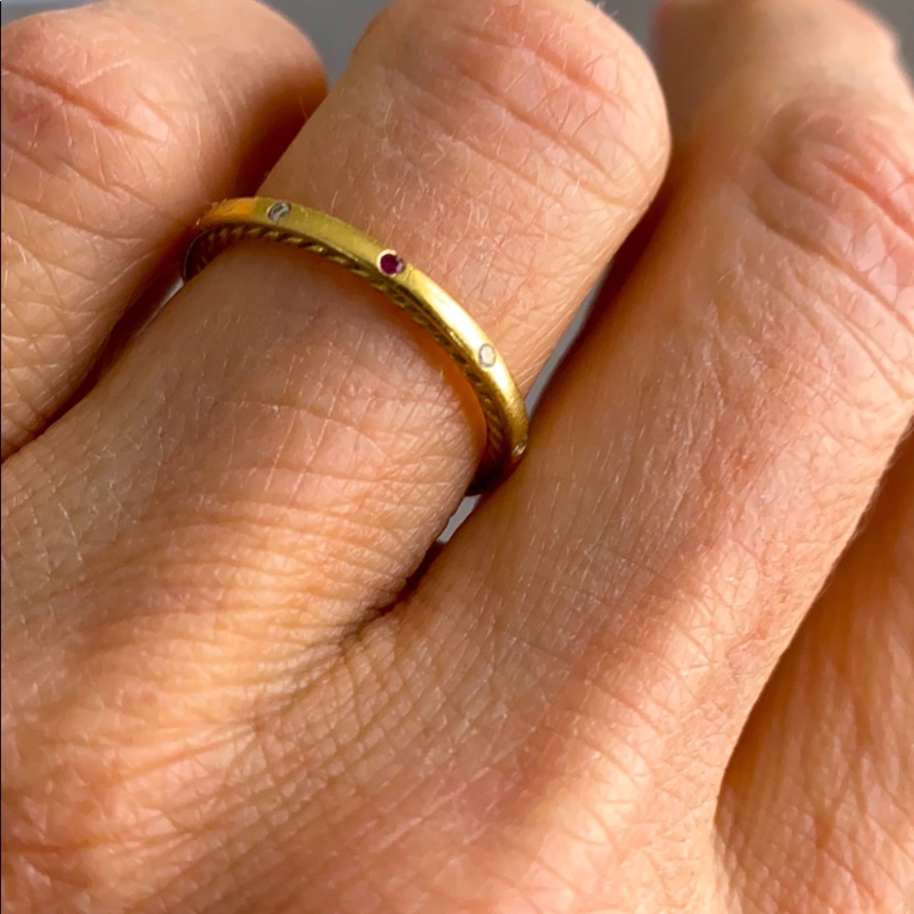 COPY - David Yurman Gold  ring diamond & pink sapphire